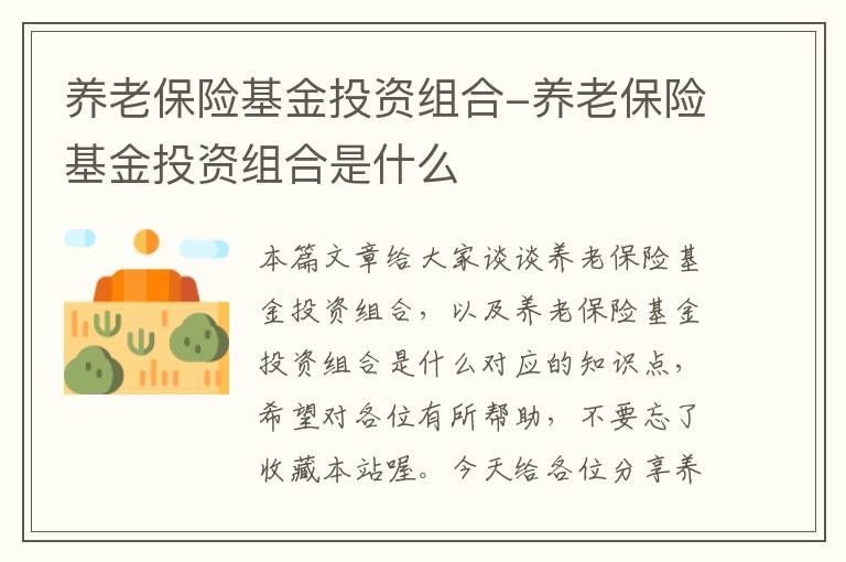 养老保险基金投资组合-养老保险基金投资组合是什么