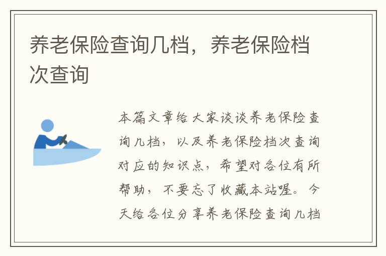 养老保险查询几档，养老保险档次查询