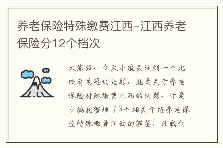 养老保险特殊缴费江西-江西养老保险分12个档次