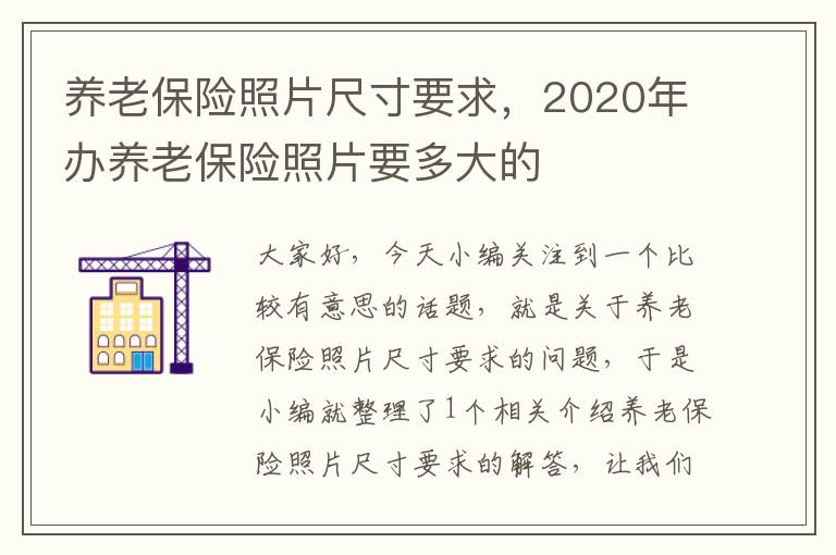 养老保险照片尺寸要求，2020年办养老保险照片要多大的