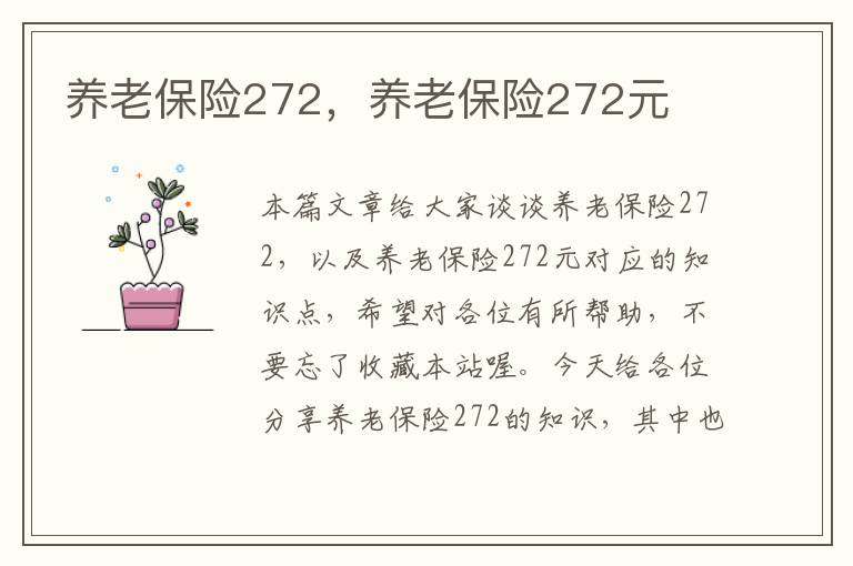 养老保险272，养老保险272元