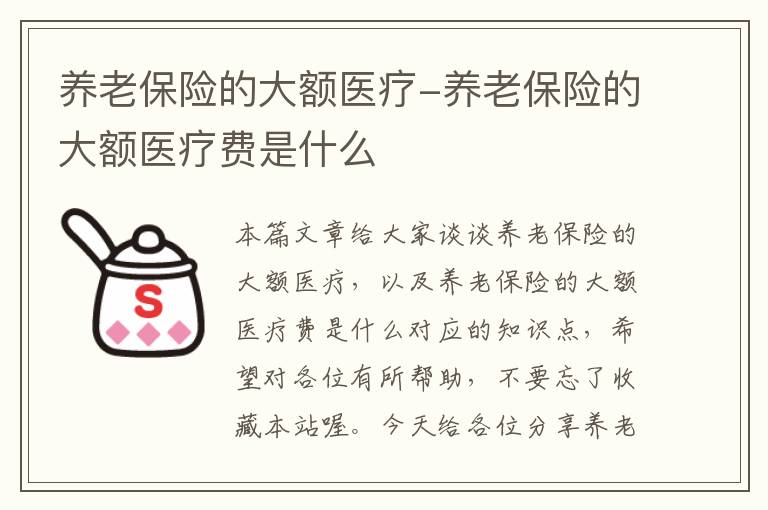 养老保险的大额医疗-养老保险的大额医疗费是什么