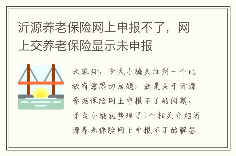 沂源养老保险网上申报不了，网上交养老保险显示未申报