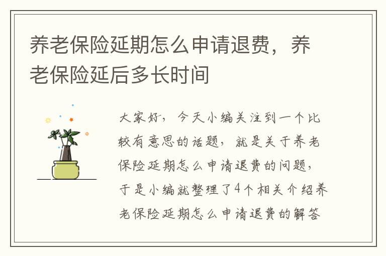 养老保险延期怎么申请退费，养老保险延后多长时间