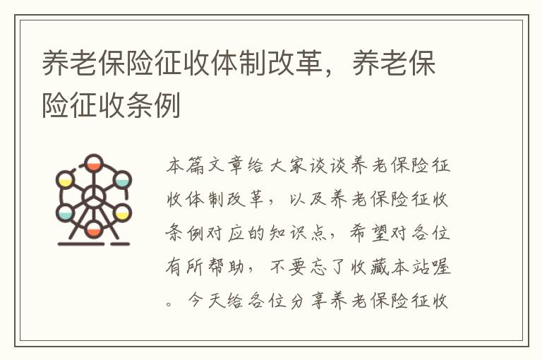 养老保险征收体制改革，养老保险征收条例