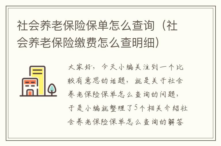 社会养老保险保单怎么查询（社会养老保险缴费怎么查明细）