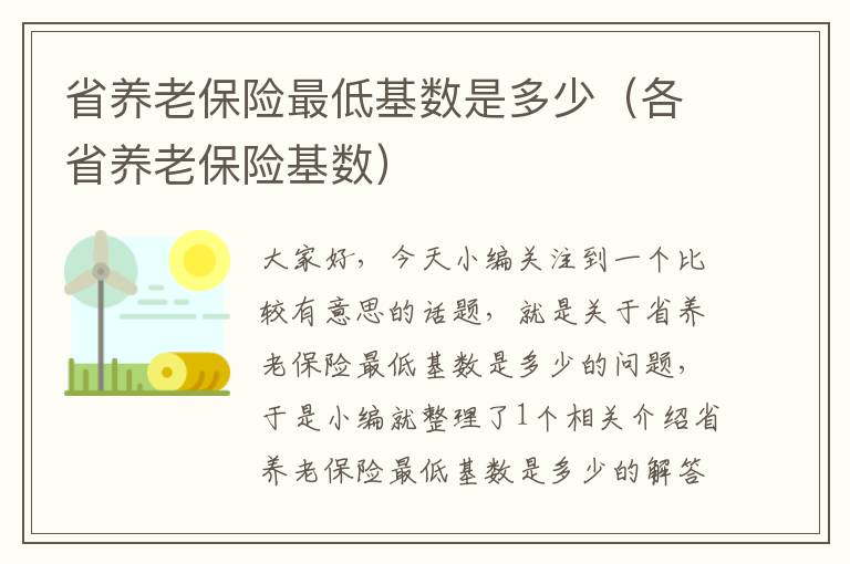 省养老保险最低基数是多少（各省养老保险基数）