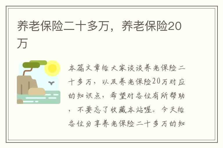 养老保险二十多万，养老保险20万