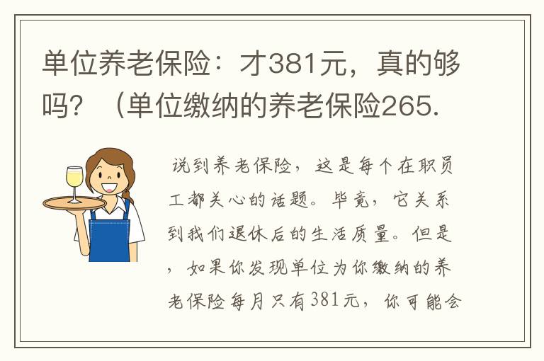 单位养老保险：才381元，真的够吗？（单位缴纳的养老保险265.6元）