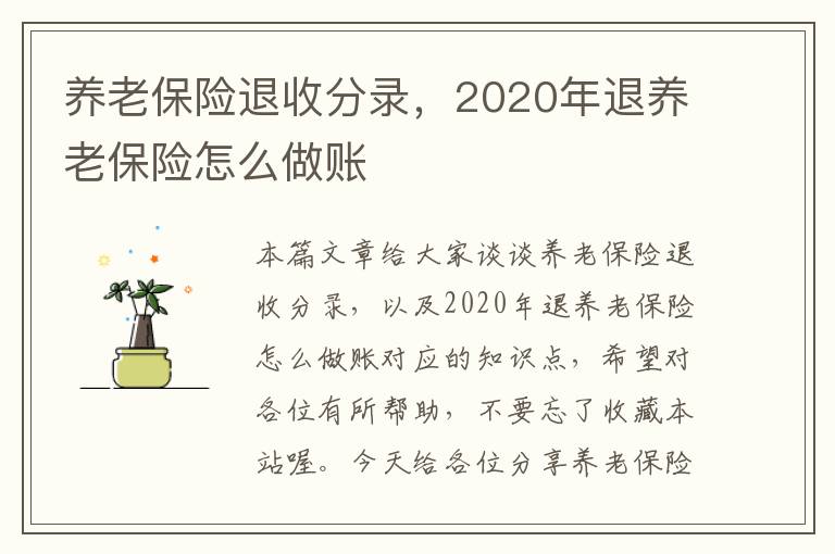 养老保险退收分录，2020年退养老保险怎么做账