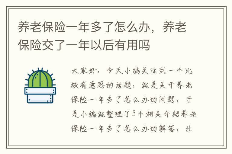 养老保险一年多了怎么办，养老保险交了一年以后有用吗