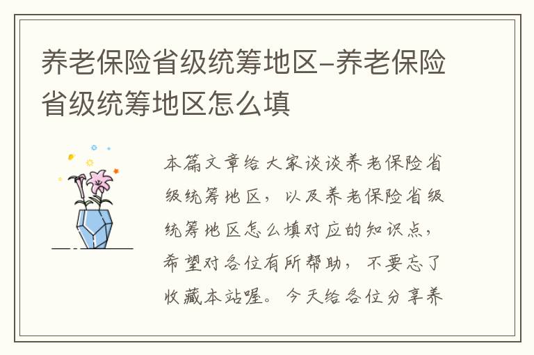 养老保险省级统筹地区-养老保险省级统筹地区怎么填