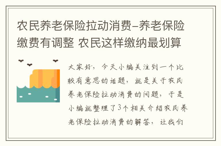 农民养老保险拉动消费-养老保险缴费有调整 农民这样缴纳最划算