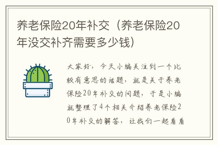 养老保险20年补交（养老保险20年没交补齐需要多少钱）