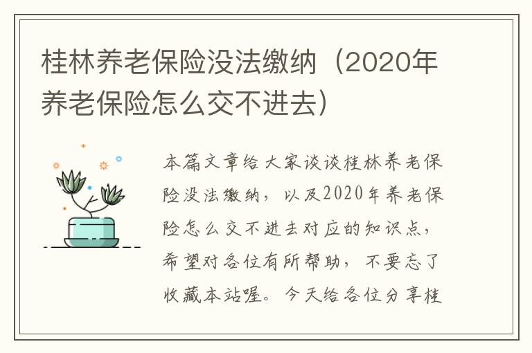 桂林养老保险没法缴纳（2020年养老保险怎么交不进去）