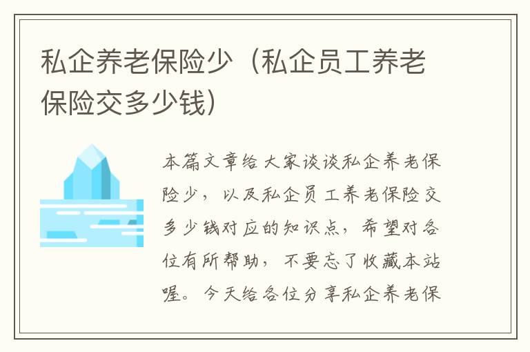 私企养老保险少（私企员工养老保险交多少钱）