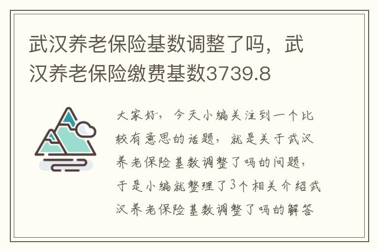 武汉养老保险基数调整了吗，武汉养老保险缴费基数3739.8