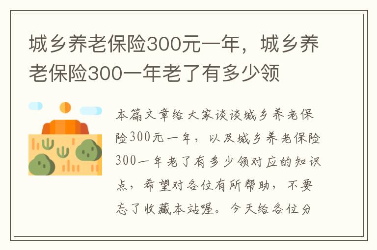 城乡养老保险300元一年，城乡养老保险300一年老了有多少领