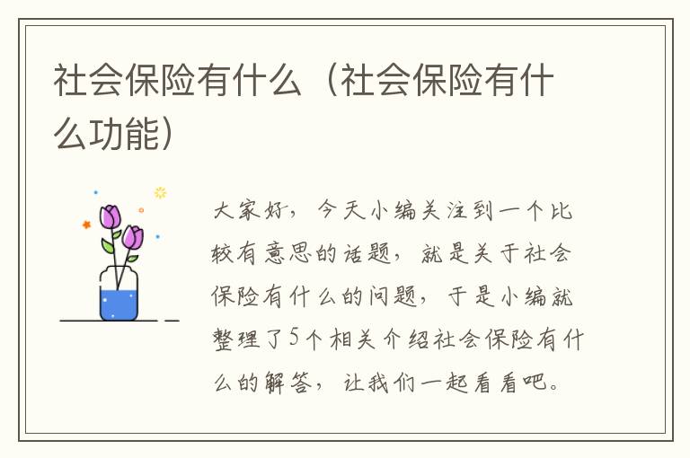 社会保险有什么（社会保险有什么功能）