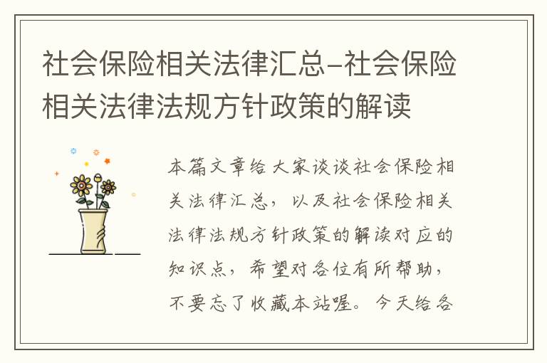 社会保险相关法律汇总-社会保险相关法律法规方针政策的解读