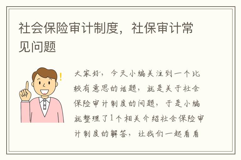 社会保险审计制度，社保审计常见问题