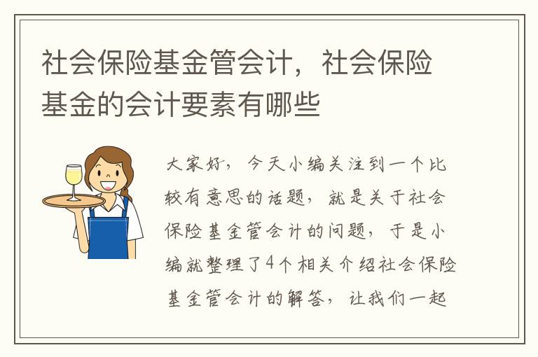 社会保险基金管会计，社会保险基金的会计要素有哪些