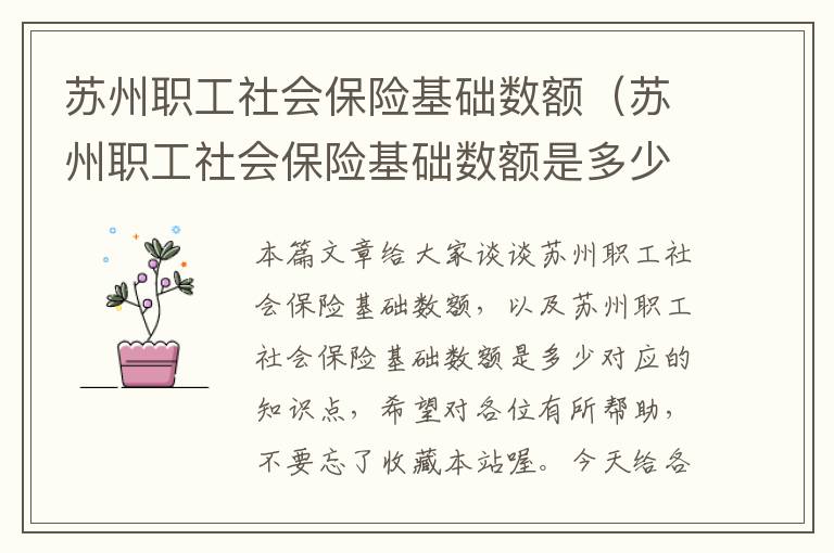 苏州职工社会保险基础数额（苏州职工社会保险基础数额是多少）