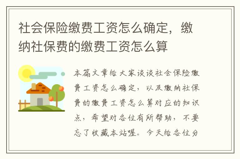 社会保险缴费工资怎么确定，缴纳社保费的缴费工资怎么算