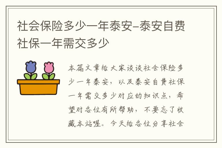 社会保险多少一年泰安-泰安自费社保一年需交多少