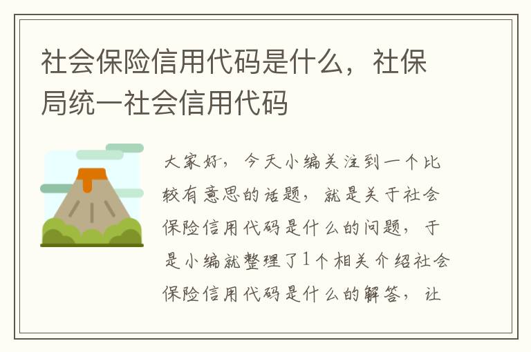 社会保险信用代码是什么，社保局统一社会信用代码