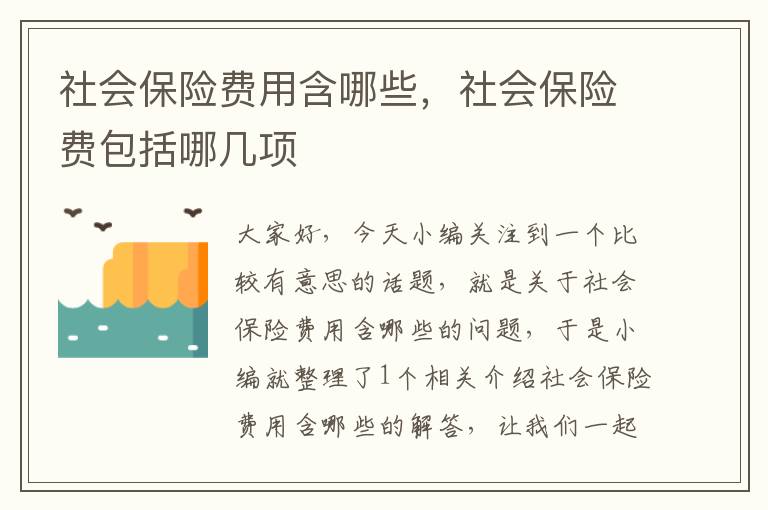 社会保险费用含哪些，社会保险费包括哪几项