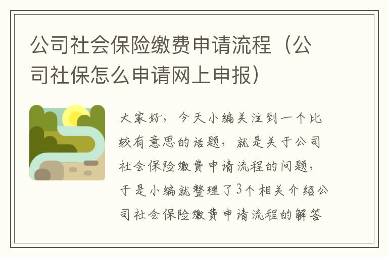 公司社会保险缴费申请流程（公司社保怎么申请网上申报）