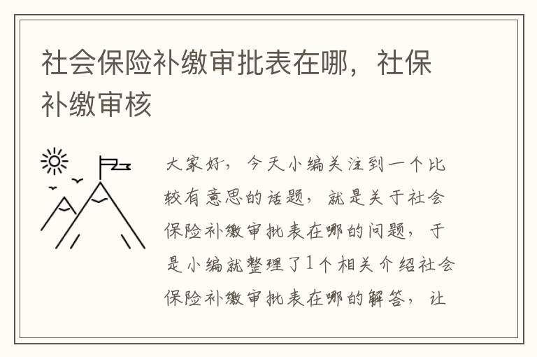 社会保险补缴审批表在哪，社保补缴审核