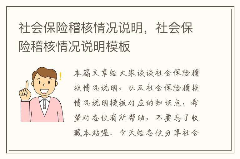 社会保险稽核情况说明，社会保险稽核情况说明模板