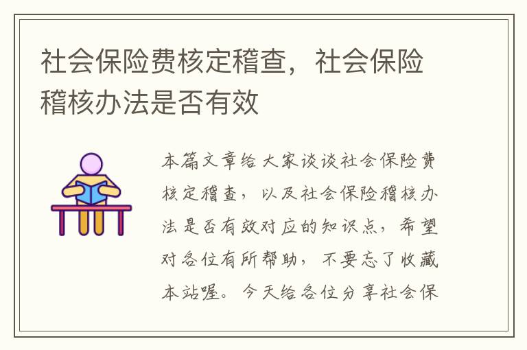 社会保险费核定稽查，社会保险稽核办法是否有效