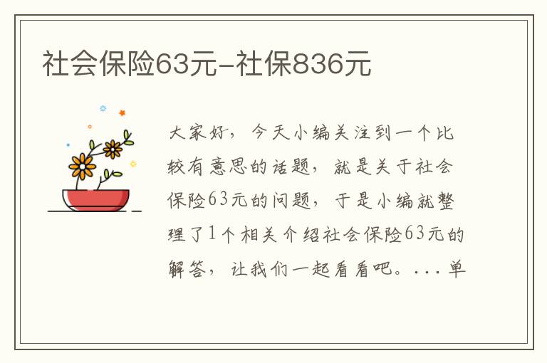 社会保险63元-社保836元