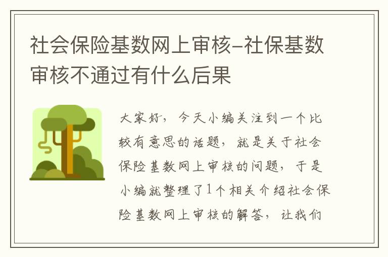 社会保险基数网上审核-社保基数审核不通过有什么后果