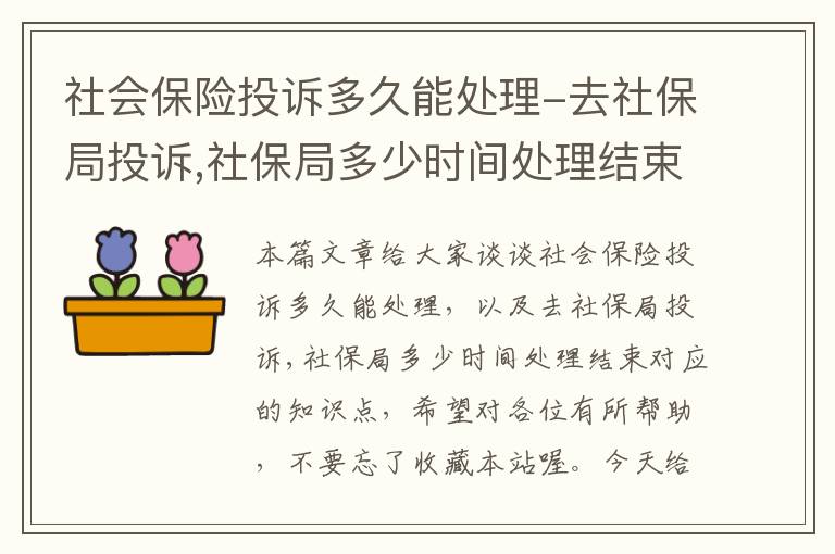 社会保险投诉多久能处理-去社保局投诉,社保局多少时间处理结束