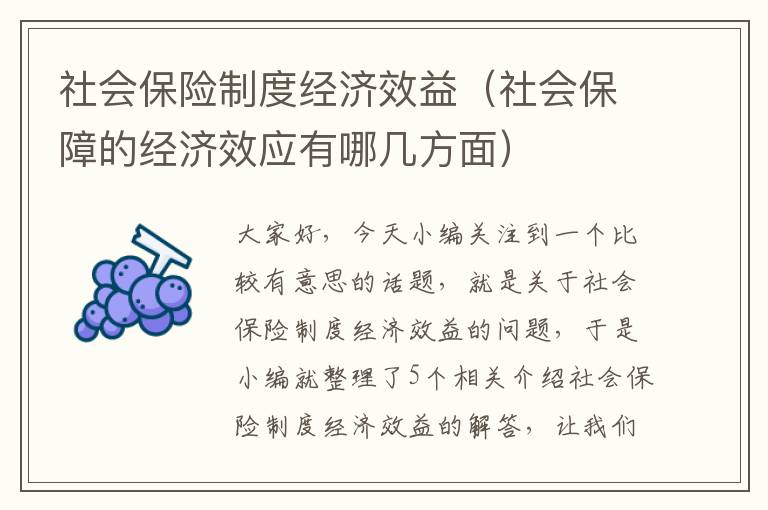 社会保险制度经济效益（社会保障的经济效应有哪几方面）