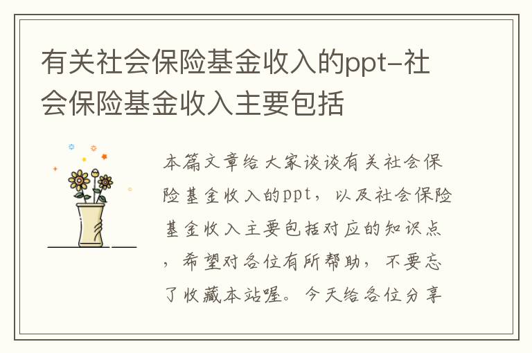 有关社会保险基金收入的ppt-社会保险基金收入主要包括