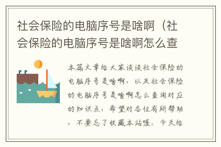 社会保险的电脑序号是啥啊（社会保险的电脑序号是啥啊怎么查询）