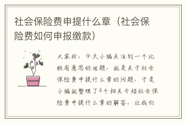 社会保险费申提什么章（社会保险费如何申报缴款）