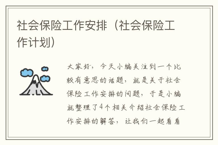 社会保险工作安排（社会保险工作计划）