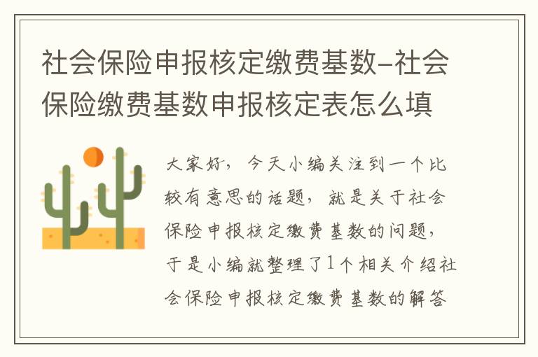 社会保险申报核定缴费基数-社会保险缴费基数申报核定表怎么填