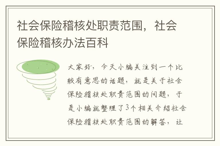 社会保险稽核处职责范围，社会保险稽核办法百科