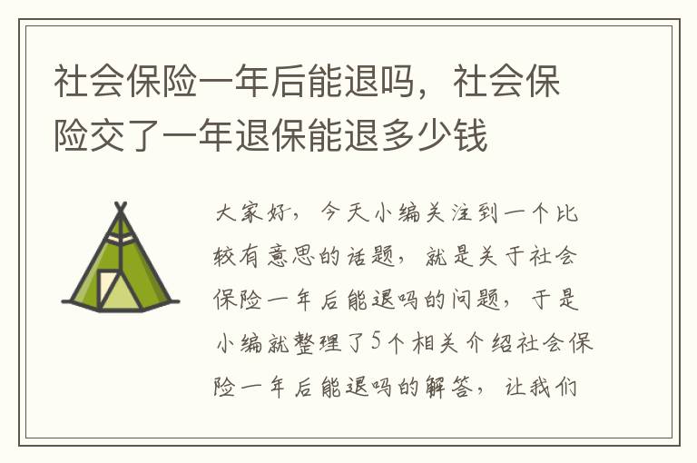 社会保险一年后能退吗，社会保险交了一年退保能退多少钱