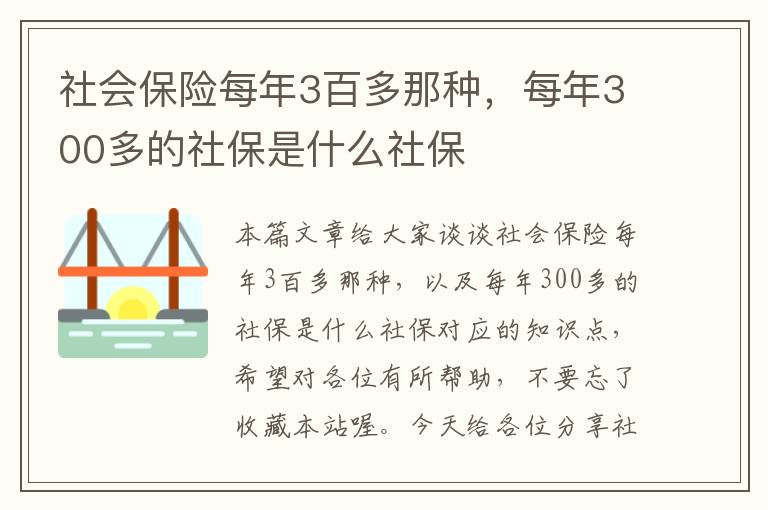 社会保险每年3百多那种，每年300多的社保是什么社保