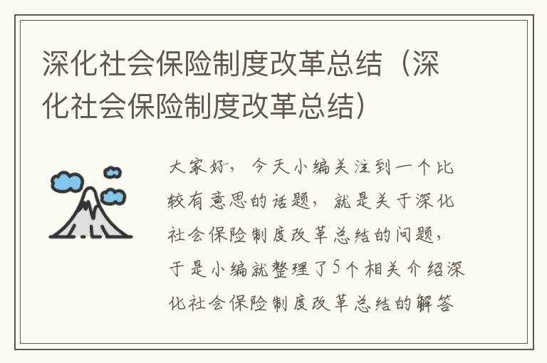 深化社会保险制度改革总结（深化社会保险制度改革总结）