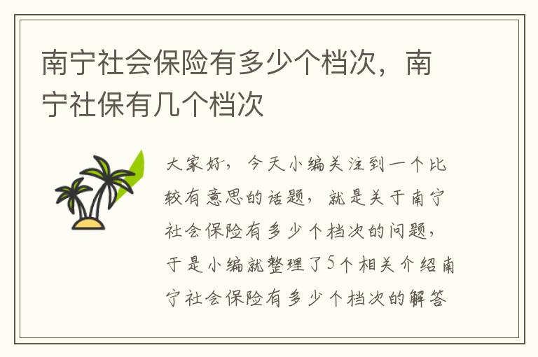 南宁社会保险有多少个档次，南宁社保有几个档次