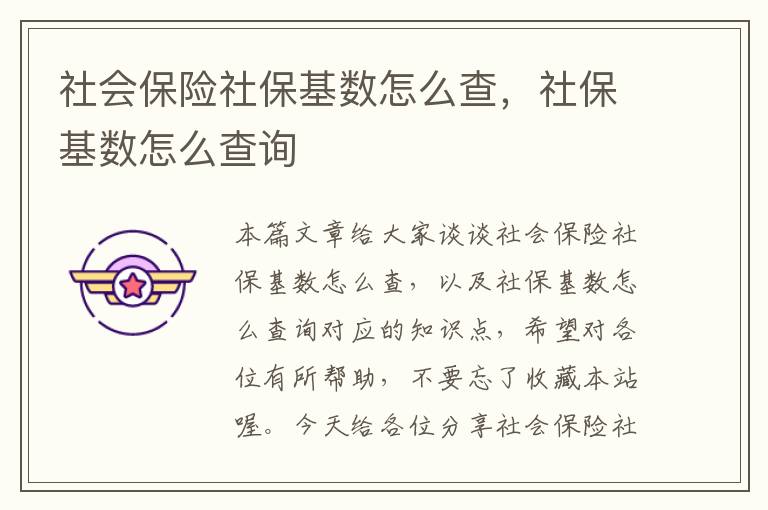 社会保险社保基数怎么查，社保基数怎么查询